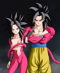 1boy 1boy1girl 1girls black_hair caulifla dragon_ball dragon_ball_gt dragon_ball_super goku novasayajingoku red_fur saiyan saiyan_tail son_goku super_saiyan_4 tail universe_6/universe_7 universe_6_saiyan/universe_7_saiyan yellow_eyes rating:Explicit score:76 user:Fireman_9