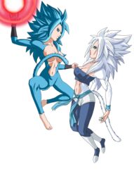 2girls blue_fur caulifla dragon_ball dragon_ball_super dragon_ball_xenoverse energy_ball energy_blast female female_focus female_only female_saiyan looking_at_another naked novasayajingoku nude nude_female nude_female_clothed_female saiyan saiyan_girl saiyan_tail super_saiyan_4 super_saiyan_5 super_saiyan_blue tail white_fur rating:Explicit score:18 user:Fireman_9