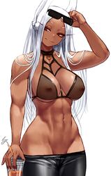 1girls abs animal_ears big_breasts bra breasts bunny_ears bunny_girl collar cutesexyrobutts_(style) dark-skinned_female dark_skin edit eyebrows eyelashes female female_focus female_only fit fit_female front_view hi_res large_breasts looking_to_the_side miruko muscular muscular_female my_hero_academia navel nipples nipples_visible_through_clothing no_shirt pants pants_pull partially_clothed red_eyes revealing_clothes rumi_usagiyama see-through see-through_bra see-through_clothing see-through_top signature simple_background smile smiling solo solo_female sunglasses sunglasses_on_head thin_waist tight_clothing tight_pants underwear upscaled white_background white_fur white_hair wide_hips zefra_bleu rating:Explicit score:458 user:Myth47