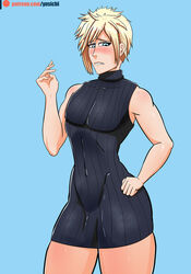 blonde_hair blue_background cloud_strife color crossdressing femboy final_fantasy final_fantasy_vii male male_only simple_background sissy solo trap ynsichi rating:Explicit score:29 user:ynsichi