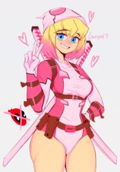 1girls bare_thighs belt blonde costume female female_only fully_clothed gwen_poole gwenpool gwenpool_(series) harness human katana marvel marvel_comics osanajimmy solo superheroine sword tagme weapon rating:Safe score:178 user:deleted5733