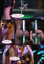 3d 3d_(artwork) abs ass athletic athletic_female breasts brown_eyes brown_hair comic comic_page dancing dark-skinned_female dark_hair dark_skin jade_(mortal_kombat) licking mileena mortal_kombat mortal_kombat_11 mortal_kombat_x muscular muscular_female smokescreen117 source_filmmaker stripper_pole yellow_eyes yuri rating:Explicit score:55 user:romero1718