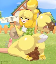 1boy 1girls 2021 animal_crossing ass big_ass cum cumshot deep_rimming dialogue english_text facesitting femdom isabelle_(animal_crossing) malesub mistpirit nintendo penis rimming tail text villager_(animal_crossing) x-ray rating:Explicit score:182 user:igotjotshot