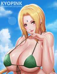 big_breasts blonde_hair blush boruto:_naruto_next_generations breast_focus breasts brown_eyes cleavage female female_only front-tie_bikini huge_breasts kyopink large_breasts looking_at_viewer mature mature_female micro_bikini naruto naruto_(series) naruto_shippuden seductive seductive_eyes seductive_look seductive_smile small_bikini smile solo solo_focus tsunade upper_body rating:Questionable score:146 user:VenomFate