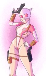 belt female female_only firearm gwen_poole gwenpool gwenpool_(series) handgun handwear holster marvel marvel_comics mexicanjoe revealing_clothes tight_clothing weapon rating:Explicit score:36 user:deleted5733