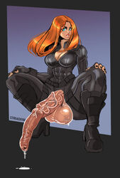 1futa balls big_breasts big_penis black_widow_(marvel) breasts cleavage clothed clothing cum erection foreskin futa_only futanari huge_balls human light-skinned_futanari light_skin long_foreskin marvel mostly_clothed natasha_romanoff oversized_balls pale_skin penis precum solo squatting streachybear testicles thighhighs uncut unretracted_foreskin rating:Explicit score:103 user:justausername