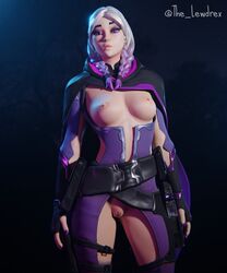 1girls 3d alternate_version_available areolae blender bottomwear breasts breasts_out cape clothed clothing epic_games female female_focus female_only fortnite highres lewdrex light-skinned_female light_skin medium_breasts multicolored_hair nipples no_panties pose posing presenting presenting_breasts presenting_pussy purple_eyes pussy pussy_lips pussy_peek simple_background solo solo_focus topwear torin_(fortnite) twintails two_tone_hair vagina watermark rating:Explicit score:78 user:LTM0358