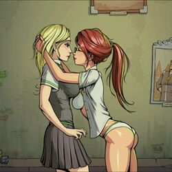 2d animated ass bare_legs bending_forward big_breasts blush bra breast_grab breast_size_difference breasts closed_mouth clothed clothed_female clothing crossover daphne_greengrass day duo english_text female female_only fully_clothed glasses grabbing_breasts green_eyes grey_clothing groping hair_tie harry_potter heart hogwarts hogwarts_school_uniform hogwarts_student human image indoors infatuation innocent_witches legs light-skinned_female light_skin lipstick long_hair looking_at_another magic minecraft nola_corey open_clothes open_mouth open_shirt original_character painting panties pink_lipstick ponytail public red_lipstick sad_crab scerg schoolgirl schoolgirl_uniform schoolgirls shiny_skin shirt shocked short_sleeves siserg skeleton skeleton_(minecraft) skirt skull slytherin small_breasts standing student surprised text underwear white_clothing witch writing_on_wall yuri rating:Explicit score:217 user:origin201