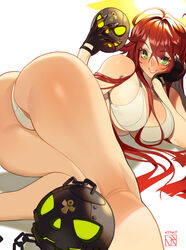 1girls ass bikini breasts clothed clothing female_only guilty_gear human jack-o'_valentine light-skinned_female light_skin male_focus mostly_nude on_side pale_skin poch4n red_hair solo swimsuit white_bikini rating:Questionable score:225 user:RISE-16