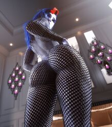 1girls 3d ass back big_ass blizzard_entertainment blue_hair bodystocking bodysuit eyelashes eyeliner eyeshadow female female_only fishnet_suit fishnets hi_res lingerie lipstick long_hair makeup noahgraphicz overwatch thick_thighs widowmaker rating:Questionable score:327 user:Glocked