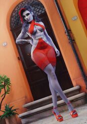 1girls 3d abs heels hourglass_figure long_hair nail_polish noahgraphicz overwatch red_dress red_hair red_nail_polish red_nails short_dress widowmaker rating:Questionable score:203 user:Glocked