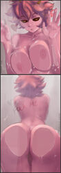 1girls against_glass areolae ass big_ass big_breasts big_butt black_sclera breasts eye_contact favorite female large_breasts looking_at_viewer mina_ashido my_hero_academia nipples paranoiddroid pink_eyes pink_hair pink_skin pussy seductive short_hair shower thick_ass thick_thighs thighs yellow_eyes rating:Explicit score:1125 user:Bikuta69