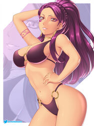 1girls alternate_costume arm_behind_head arm_up artist_name bare_arms bare_midriff bare_shoulders bare_thighs belly big_breasts bikini black_bikini braid breasts brown_eyes choker cleavage cocky cocky_smile collarbone confident cowboy_shot crown_braid curvaceous curvy curvy_female curvy_figure dark-skinned_female dark_skin earrings etchimune female female_focus female_only fire_emblem fire_emblem:_three_houses fire_emblem_heroes fit fit_female grin grinning hand_behind_head hand_on_hip high_ponytail human human_focus human_only jewelry large_breasts long_hair looking_at_viewer makeup mascara midriff modeling navel nintendo o-ring o-ring_bikini o-ring_swimsuit petra_macneary pink_lips ponytail pose posing post-timeskip purple_bikini purple_hair purple_swimsuit red_eyes seductive seductive_eyes seductive_look seductive_pose seductive_smile shiny shiny_hair sideboob smile smiling smiling_at_viewer smug smug_face smug_grin smug_smile solo solo_female solo_focus standing stomach swimsuit tan-skinned_female tan_skin thick_thighs thighs twitter_username very_long_hair rating:Questionable score:129 user:kris923