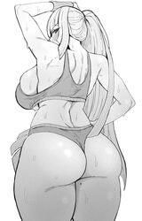 1girls alternate_version_available ass back back_view backboob big_ass big_breasts black_and_white blush bottomwear breasts dat_ass efto_(pixiv) female female_only game_freak hair hand_on_head hime_cut huge_ass looking_back lusamine_(pokemon) mature mature_female mature_woman milf monochrome mother pokemon pokemon_sm ponytail solo solo_female sports_bra sportswear sweat sweatdrop sweating sweaty thick_thighs thighs topwear rating:Explicit score:157 user:daft_human