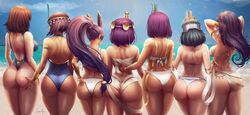 2019 6+girls 7girls ass ass_grab back back_view beach big_ass big_butt bikini black_hair blizzard_entertainment breasts brown_hair bubble_butt capcom crossover dark-skinned_female dark_skin dat_ass eastern_and_western_character egypt egyptian egyptian_clothes egyptian_mythology eliza_(skullgirls) fate/grand_order fate_(series) female female_only gold hair_ornament hand_on_ass hi-rez_studios isis_ishtar konami large_ass lineup long_hair luminyu menace menat neith neith_(smite) nitocris_(fate/grand_order) ocean one-piece_swimsuit overwatch pharah purple_hair queen's_blade size_difference skullgirls smite street_fighter street_fighter_v sun swimsuit take_your_pick tan_skin tattoo thick_thighs thighs yu-gi-oh! yu-gi-oh!_duel_monsters yuri rating:Questionable score:403 user:Misty_lover