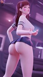 1girls 3d ass ass_focus back_view big_ass bottom_heavy breasts brown_eyes brown_hair chrisisboi_ crop_top d.va dat_ass female female_only long_hair looking_at_viewer looking_back microskirt miniskirt nail_polish no_panties overwatch skirt solo rating:Explicit score:386 user:Chrisisboi