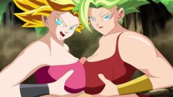 1boy 2girls animated big_breasts big_penis blue_eyes caulifla double_paizuri dragon_ball dragon_ball_super female female_saiyan kale kale_(berserker) legendary_super_saiyan looking_at_partner looking_at_viewer male multiple_girls paizuri penis saiyan solodusk57 super_saiyan super_saiyan_2 teenage_girl teenager universe_6/universe_7 universe_6_girls rating:Explicit score:75 user:SoloDusk57