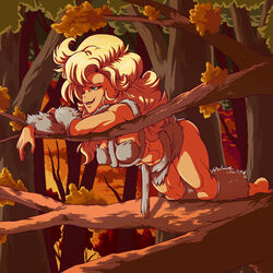 abs art ayla ayla_(chrono_trigger) barbarian blonde_hair blue_eyes buff cavewoman chrono_trigger fit fit_female forest looking_away muscular muscular_female nonsexual orange_background outdoors plague_of_gripes pose solo solo_focus square_enix sunset tree rating:Questionable score:79 user:Flake456