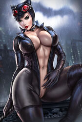 1girls alternate_version_available batman:_arkham_city batman:_arkham_knight batman_(series) big_breasts black_hair catwoman choker cleavage dandon_fuga dc dc_comics female female_only green_eyes leather open_bodysuit pussy rain realistic solo tagme toned toned_female wet rating:Explicit score:274 user:Ben_Affleck