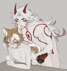 anal arataki_itto dog_ears gay genshin_impact gorou_(genshin_impact) horns male_only sex tail tattoo yaoi rating:Explicit score:129 user:bunniesrule