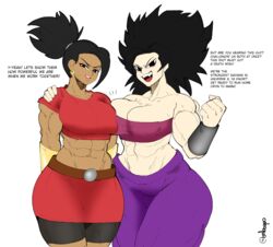 2girls 3rd_party_edit 5lapp abs armwear baggy_pants beltskirt big_ass big_breasts caulifla dialogue dragon_ball dragon_ball_super edit embo english_text female_only full_color fully_clothed kale muscle red_lipstick sweatdrop thick_thighs wide_hips rating:Explicit score:153 user:5lappNut55