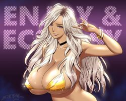 1girls 2016 armpit artist_name artist_signature bare_shoulders bikini bikini_top black_choker blonde_hair blue_eyes boss breasts bursting_breasts ceo choker cleavage collarbone covered_erect_nipples cross cross_choker curly_hair curvy dark-skinned_female dark_skin english_text erect_nipples erect_nipples_under_bikini erect_nipples_under_swimsuit eyelashes eyeliner facing_viewer female female_focus gal_ane_shachou_to_harem_ganguro_~sex_wa_gyoumu_ni_fukumimasu_ka? ganguro gold_bikini gold_bracelets gold_jewelry gold_ring golden_bikini grin gyaru hand_sign high_resolution highres huge_breasts huge_nipples jewelry kogal lips lipstick long_hair looking_at_viewer makeup mascara nishigori_ai original original_character puffy_nipples purple_background purple_eyes ring smile smiling_at_viewer solo sparkle sparkles sparkling swimsuit tatsunami_youtoku upper_body v_sign year rating:Explicit score:70 user:ron50