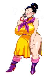 2021 black_hair blush bracelet breasts breasts_bigger_than_head bunkwizard cheating cheating_wife chichi dragon_ball dragon_ball_z dress ear_piercing earrings fully_clothed hair_bun high_heels horny huge_breasts implied_cheating kissy_face light-skinned_female light_skin lips lipstick milf nail_polish nipple_bulge nipples no_irises phone pink_nails public qipao red_bracelet ring scarf simple_background sleeveless smartphone sweaty talking_on_phone thick_thighs thighs tight_clothing venus_body voluptuous wedding_ring wide_hips wink winking_at_viewer rating:Questionable score:422 user:Ottograff