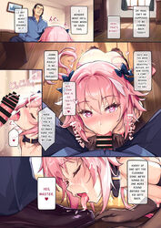 2boys anal anal_sex androgynous astolfo_(fate) bar_censor blowjob censored collar comic defeated doujinshi eye_contact fate/grand_order fate_(series) fellatio femboy gay heart heart-shaped_pupils licking licking_foot licking_penis long_gloves mind_break netorare oral pink_eyes pink_hair pov sex_slave shuffle_(songdatiankong) stockings submissive_male text text_bubble tongue tongue_out yaoi rating:Explicit score:401 user:TheDudeBro