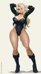 1girls arms_behind_head big_breasts big_hair biker_clothes biker_jacket black_boots black_canary black_choker black_leotard blonde_hair blue_eyes boots breasts cameltoe choker cleavage dc dc_comics dinah_lance fishnet_legwear fishnet_stockings fishnets green_arrow_(series) huge_breasts jacket large_breasts legs leotard long_hair plain_background solo thick_thighs thighs toksie rating:Questionable score:327 user:Ket_in_the_het