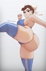 1girls 2021 action_pose artist_signature ass ass_focus ass_shot attacking_viewer blue_bra blue_panties bra breasts brown_eyes brown_hair capcom chun-li disinterested emotionless expressionless female female_focus female_only huge_ass kicking large_breasts leg_lift panties phat_smash short_hair simple_background street_fighter thick_thighs thighhighs thighs thunder_thighs twin_buns rating:Explicit score:218 user:Cero_Oscuras