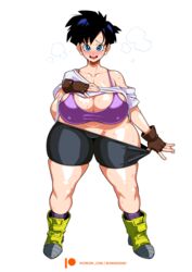 1girls belly belly_button biker_gloves black_hair blue_eyes blush boots breasts breasts_bigger_than_head bunkwizard busty cameltoe curvy dragon_ball dragon_ball_z erect_nipples female female_only horny huge_breasts lifted_shirt loose_shirt nipple_bulge no_panties pink_nails plump presenting pulling_down_pants short_hair shounen_jump socks solo solo_female sports_bra sportswear steam steaming_body sweat teenager thick_thighs tight_clothing tomboy undressing venus_body very_short_hair videl voluptuous wide_hips rating:Explicit score:297 user:bunkwizard