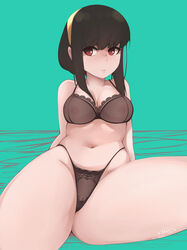 1girls artist_request black_bra black_hair black_panties bra breasts cleavage hairband lingerie looking_at_viewer navel nipples nipples_visible_through_clothing panties pussy pussy_peek red_eyes see-through_clothing shounen_jump shounen_jump+ source_request spy_x_family thick_thighs thighs underwear yor_briar rating:Explicit score:52 user:NoSource