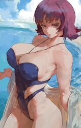 1girls 2021 absurd_res alternate_breast_size artist_name beach bottom_heavy breasts brown_eyes cleavage clouds curvaceous cutesexyrobutts detailed_background female female_only hi_res huge_breasts human labcoat looking_at_viewer mature navel necklace nintendo one-piece_swimsuit pale-skinned_female pale_skin philena_ivy pokemon pokemon_professor pokemon_rgby purple_eyes purple_hair short_hair short_purple_hair signature solo swimsuit thick_thighs thighs venus_body voluptuous water wide_hips rating:Explicit score:514 user:WatchTheLanguage