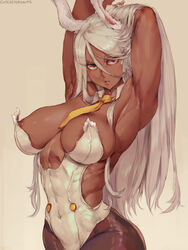 1girls absurd_res angry angry_eyes animal_ears areola_slip areolae armpits arms_behind_head artist_signature big_breasts black_legwear breasts bunny_ears bunny_girl bunnysuit clothed_female covered_navel cutesexyrobutts dark-skinned_female dark_skin edit erect_nipples erect_nipples_under_clothes eyelashes female female_only front_view fully_clothed hi_res large_breasts long_hair looking_to_the_side miruko muscular muscular_female my_hero_academia necktie nipples pose red_eyes revealing_clothes rumi_usagiyama simple_background skin_tight solo solo_female thick_thighs thin_waist tie tight tight_clothing tight_fit tights upscaled watermark white_hair wide_hips rating:Explicit score:514 user:Myth47