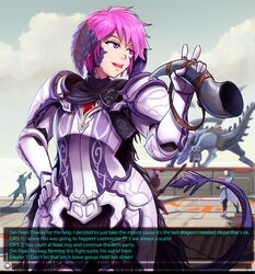 1girls armor au_ra blue_eyes comic final_fantasy final_fantasy_xiv hmage horn imminent_rape light_skin mouth_full pink_eyes pink_hair short_dress sin_faye solo tail_ring text xaela rating:Safe score:56 user:aajaxx