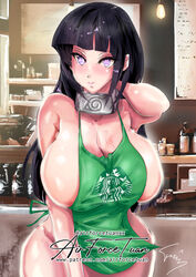 1girls airforcetuan alternate_breast_size apron apron_only barista big_breasts blue_hair blush breasts_bigger_than_head busty cleavage coffee coffee_shop curvaceous curvy curvy_figure female female_only forehead_protector hourglass_figure huge_breasts human hyuuga_hinata iced_latte_with_breast_milk large_breasts long_hair looking_at_viewer meme naked_apron naruto naruto_(series) naruto_shippuden oppai pale-skinned_female pale_skin pinup pose posing purple_eyes shounen_jump sideboob solo standing starbucks teenager thick_thighs thighs tight_clothing voluptuous wide_hips rating:Explicit score:270 user:slimysuko