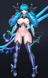 ass_visible_through_thighs asymmetrical_legwear badcompzero blue_hair blue_lingerie blue_tattoo cleavage curvy drill_hair gloves glowing_tattoo gwen_(league_of_legends) large_breasts league_of_legends looking_at_viewer needle nipples pubic_tattoo pussy revealing_clothes scissor_blade thigh_gap thighhighs twin_drills twintails unusual_pupils weapon rating:Explicit score:195 user:Liberius1