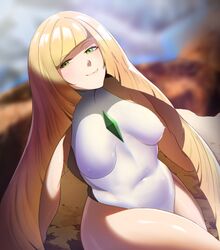 1girls blonde_hair breasts eye_contact female green_eyes looking_at_viewer lusamine_(pokemon) mature_female medium_breasts milf nintendo nipple_bulge okaimikey pokemon pokemon_sm smile swimsuit thick_thighs thighs voluptuous wide_hips rating:Questionable score:40 user:Bikuta69