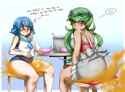 2girls big_ass big_butt blue_eyes blue_hair blush embarrassed fart fart_cloud fart_fetish farting farting_at_viewer farting_contest farts female_only gassy green_eyes green_hair lana_(pokemon) lazei looking_at_viewer looking_back mallow_(pokemon) mischievous_smile nintendo overalls pokemon pokemon_sm short_hair sitting smelly smelly_butt smile stinky stinky_butt sweat text thick_butt thick_thighs twintails yoshizilla young young_female rating:Explicit score:77 user:anon84048