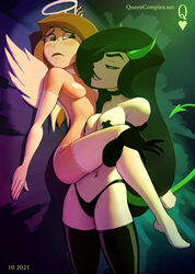 2020s 2021 2girls against_wall angel angel_and_devil angel_wings blush blushing carrying carrying_partner choker covered_nipples defeated defeated_heroine disney disney_channel elbow_gloves eye_contact female female_focus female_only female_protagonist femdom gloves happy_dom happy_female held_up heroine horns hourglass_figure imminent_sex kim_possible kimberly_ann_possible lesbian lesbians medium_breasts nipple_pasties pale-skinned_female pale_skin panties pasties queencomplex seductive seductive_look shego shy small_breasts stockings succubus thighhighs topless unhappy_female villainess yuri rating:Explicit score:702 user:Purpleboy45