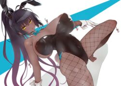 1girls 2021 alternate_version_available animal_ears areola areola_slip bangs bare_shoulders black_hair black_leotard blue_archive blush breasts cleavage dark-skinned_female dark_skin detached_collar fake_animal_ears female female_focus female_only fishnet_legwear fishnets furau gloves highleg highleg_leotard karin_(blue_archive) karin_(bunny)_(blue_archive) large_breasts leotard long_hair looking_at_viewer millennium_science_school_student ponytail rabbit_ears sidelocks solo solo_female solo_focus squatting thighs white_gloves yellow_eyes rating:Explicit score:107 user:St1rolvamp3ler