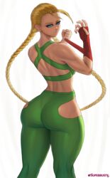 1girls 2021 artist_signature ass ass_focus ass_shot blonde_hair blue_eyes braided_hair braided_twintails cammy_white capcom female female_focus female_only fit_female gloves happy_female huge_ass long_hair long_legs simple_background sports_bra sportswear street_fighter superbusty thick_thighs thighs thin_female tight_clothing tight_fit twintails white_background yoga_pants rating:Questionable score:146 user:Cero_Oscuras