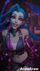 3d 3d_(artwork) arawaraw blender jinx_(league_of_legends) league_of_legends league_of_legends:_wild_rift rating:Questionable score:119 user:ArawAraw