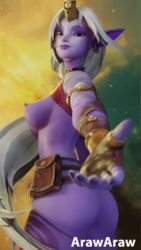 1girls 3d arawaraw areolae ass big_breasts big_hips big_thighs blender breasts butt closed_mouth earrings erect_nipples female female_focus female_only hoop_earrings horn large_breasts league_of_legends league_of_legends:_wild_rift long_hair looking_at_viewer nipples nude offering_hand ponytail purple_lips purple_nails purple_nipples purple_skin slim solo solo_female solo_focus soraka standing tattoo thick_lips toned toned_female very_long_hair white_eyebrows white_hair yellow_eyes rating:Explicit score:136 user:ArawAraw