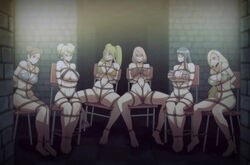 6girls alternate_breast_size arms_behind_back barefoot bikini blush bondage bound breasts captured chair cleave_gag cloth_gag crotch_rope dungeon female female_only femsub gag gagged helpless huge_breasts hyuuga_hinata improvised_gag indrockz indy_riquez ino_yamanaka kinbaku multiple_girls multiple_subs naruko naruto naruto:_the_last naruto_(series) naruto_shippuden nude rope rope_bondage rule_63 sakura_haruno source_request swimsuit temari tenten tied_to_chair uzumaki_naruto rating:Explicit score:263 user:King0