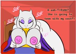 1girls anthro blowjob edit edited english_text goat_milk goat_mom human_on_humanoid humanoid interspecies jiggly_bounce large_breasts larger_female milf oral paizuri size_difference small_but_hung smaller_male text the_will thewill toriel tutori_(under(her)tail) under(her)tail undertale undertale_(series) rating:Explicit score:122 user:JigglyBouBounce