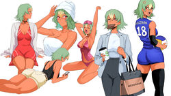 1girls alternate_costume anger_vein angry ass bag bare_shoulders black_legwear black_pants breasts camisole cellphone cleavage collarbone cup dark-skinned_female dark_skin disposable_cup dress english_commentary female fire_emblem fire_emblem_heroes food food_in_mouth gradient_hair green_hair grey_jacket hair_between_eyes highres jacket laegjarn_(fire_emblem) large_breasts looking_back lying mask mask_on_head meziosaur moize_opel mouth_hold multicolored_hair multiple_views naked_towel nintendo on_stomach open_clothes open_jacket open_mouth orange_hair panties pants phone purple_camisole purple_panties red_dress red_eyes shirt shopping_bag short_dress shouting sitting sleep_mask smartphone sportswear tank_top thighhighs toast toast_in_mouth towel towel_on_head two-tone_hair underwear volleyball volleyball_uniform wet white_background white_jacket white_shirt yawning rating:Questionable score:84 user:kris923