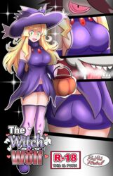 1boy 1girls 1pokemon ass big_breasts blonde_hair breasts cosplay doujin_cover female female_human feral game_freak halloween human interspecies lillie_(pokemon) lycanroc midnight_lycanroc minishorts mismagius_(cosplay) nintendo png pokemon pokemon_(cosplay) pokemon_sm pokephilia redradrebel shorts smile standing text thighs witch_hat rating:Questionable score:45 user:Bikuta69