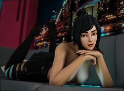 1girls 3d black_hair black_nails black_skirt black_stockings breasts brown_eyes eyebrows eyelashes eyeshadow feet_up female female_only fortnite fortnite:_battle_royale laying_down looking_at_viewer nail_polish nipples no_shoes saitoshinsfw short_hair skirt solo solo_female straight topless tsuki_(fortnite) rating:Explicit score:48 user:Itzyaron69