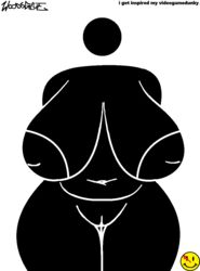  1girls ass_visible_through_thighs bathroom_gender_symbol huge_areolae huge_breasts pictogram pussy slightly_chubby thick_thighs woodsglue  rating:explicit score: user:woodsglue